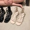Summer New Roman Comfortable SandalsSandalsmainimage5Summer-New-Roman-Sandals-Sticky-Leather-Open-Toe-Square-Heel-Pu-Roman-Shoes-Cross-Strap-Zipper