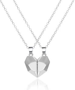 2Pcs Magnetic Heart Couple NecklaceJewelleriessilver-1