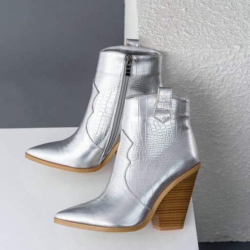 Hot Sale Women’s British Style Ankle BootsBootssilver