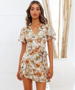Women’s Casual Floral Printed Sexy Mini DressDressesvariantimage0Aachoae-Women-Casual-Floral-Printed-Mini-Dresses-Sexy-V-Neck-Butterfly-Short-Sleeve-A-Line-Dress