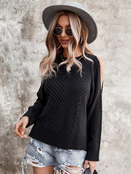 Autumn Winter Solid Color Off Shoulder Pullover SweatersTopsvariantimage0Autumn-Winter-Solid-Color-Off-Shoulder-Pullover-Sweater-Women-2022-New-Long-Sleeved-Thick-Stitch-Knitted