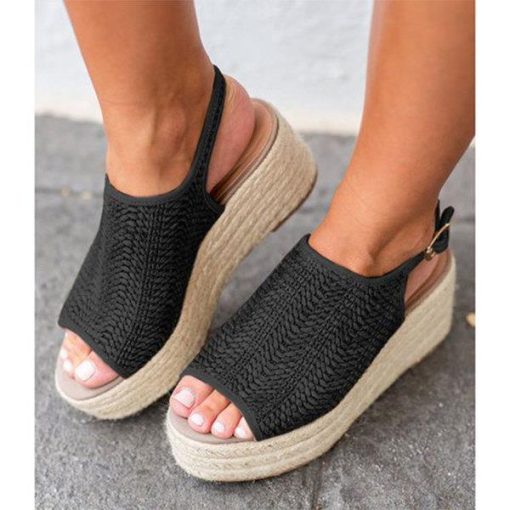 Women’s Bamboo Fashion SandalsSandalsvariantimage0Black-Platform-Sandals-Straw-Shoes-Women-Large-Size-Summer-Heels-Open-Toe-Clogs-Wedge-Suit-Female