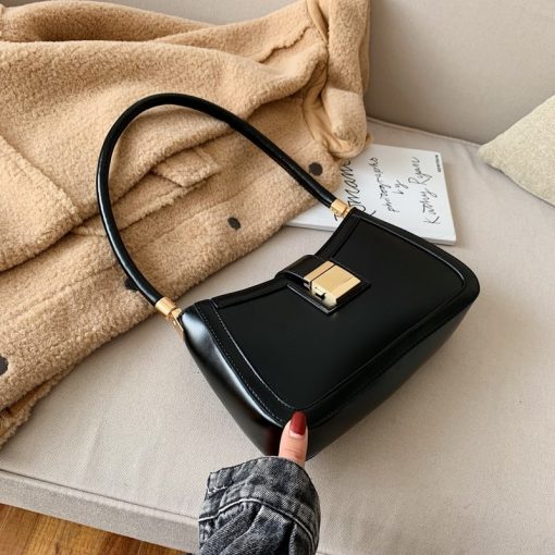 Solid Color PU Leather Shoulder Bag – Miggon