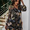 New Ladies Chic Print Mini DressDressesvariantimage0New-Ladies-Chic-Print-Dress-Women-Casual-Full-Sleeve-Lace-Up-High-Waist-Floral-2022-Spring