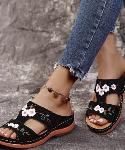 Women’s Vintage Floral Adorable SandalsSandalsvariantimage1Shoes-For-Women-2021-Leather-Flower-Embroidered-Vintage-Casual-Soft-Footbed-Orthopedic-Arch-support-Sandals-Sapatos