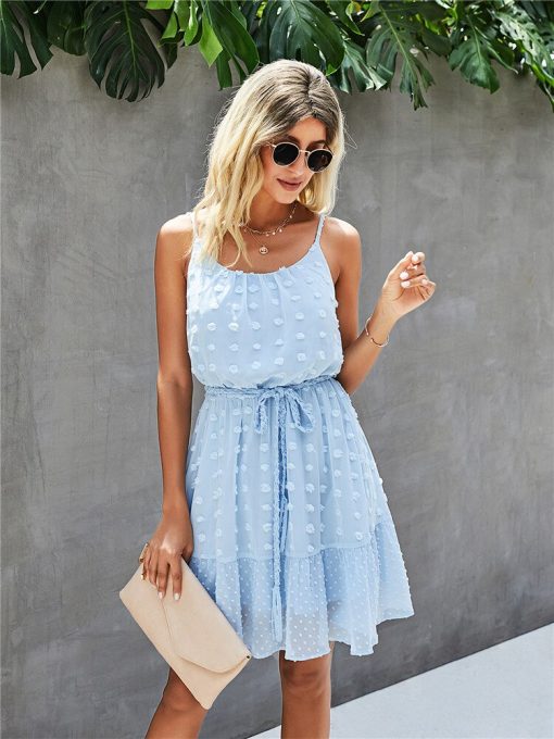 Summer Sweet Spaghetti Strap DressDressesvariantimage1Summer-Sweet-Spaghetii-Strap-Dress-For-Women-2022-New-Solid-Backless-Ladies-Princess-Dress-Female-High