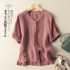 Korean Women’s Cotton Linen Casual ShirtsTopsvariantimage1Women-Cotton-Linen-Casual-Shirts-New-Arrival-2022-Summer-Vintage-Style-Floral-Embroidery-Loose-Female-Short