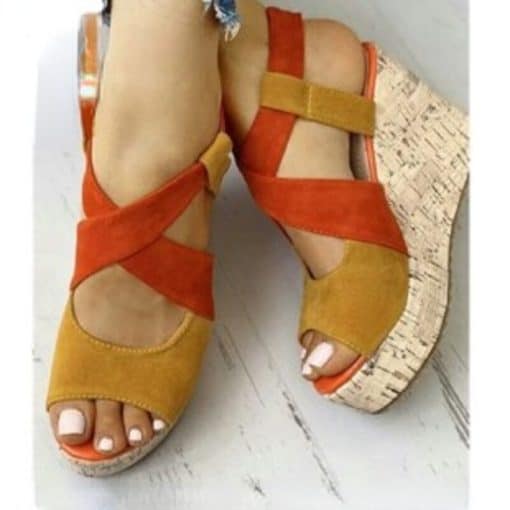 Summer Casual Platform Blocking High Wedge Heel Elegant SandalsSandalsvariantimage1Women-Sandals-Summer-Casual-Platform-Shoes-Color-Blocking-High-Wedges-Heels-Elegant-Laides-Casual-Buckle-Strap