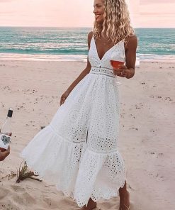 Women’s Hollow Out Lace Long DressDressesvariantimage2BerryGo-White-pearls-sexy-women-summer-dress-2019-Hollow-out-embroidery-maxi-cotton-dresses-Evening-party