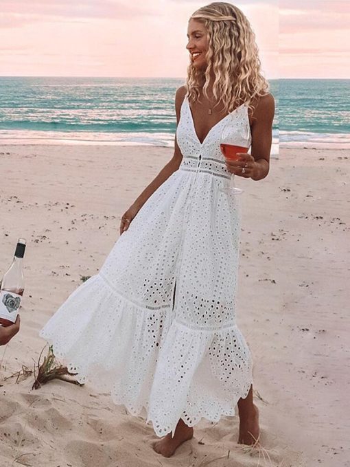 Women’s Hollow Out Lace Long DressDressesvariantimage2BerryGo-White-pearls-sexy-women-summer-dress-2019-Hollow-out-embroidery-maxi-cotton-dresses-Evening-party