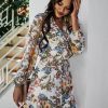 New Ladies Chic Print Mini DressDressesvariantimage2New-Ladies-Chic-Print-Dress-Women-Casual-Full-Sleeve-Lace-Up-High-Waist-Floral-2022-Spring