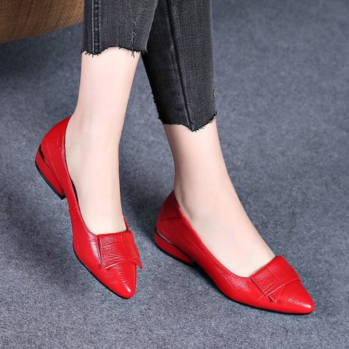 Women’s Fish Mouth Flat Comfortable LoafersFlatsvariantimage2Womens-Loafer-Spring-Autumn-Shallow-Mouth-Flat-Low-Heels-Pointed-Toe-Sandals-Soft-Leather-Work-Shoes