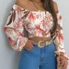 Women’s Daisy Print Cross Tied Back Crop TopsTopsvariantimage3Autumn-Women-Daisy-Print-Crossed-Tied-Back-Crop-Top-2021-Femme-Casual-Off-Shoulder-Ruched-Lantern