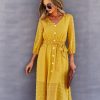 V Neck Bandage Buttons High Waist Dot Long DressDressesvariantimage3Dot-Long-Sleeve-V-Neck-Bandage-Buttons-High-Waist-Dress-2022-Spring-Summer-Fashion-Casual-Chic