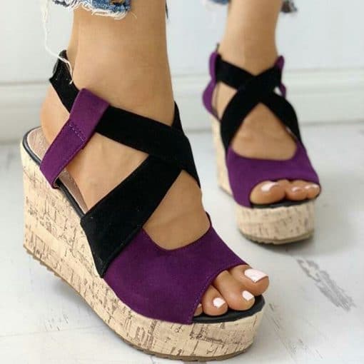 Summer Casual Platform Blocking High Wedge Heel Elegant SandalsSandalsvariantimage3Women-Sandals-Summer-Casual-Platform-Shoes-Color-Blocking-High-Wedges-Heels-Elegant-Laides-Casual-Buckle-Strap