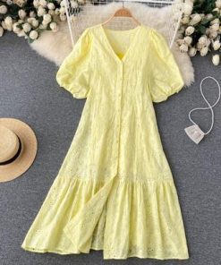 Holiday Style Short-Sleeve Women’s DressDressesvariantimage4Holiday-Style-Short-Sleeved-Women-s-Dress-Spring-Korean-Casual-Solid-Color-Dresses-For-Women-2022