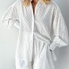 2 Pcs Elegant Jacquard Fabric Soft Vacation SuitsSwimwearsvariantimage4Mnealways18-White-Elegant-Jacquard-Fabric-Soft-Vacation-Suits-Women-Long-Sleeves-Shirts-And-Hot-Pants-Two