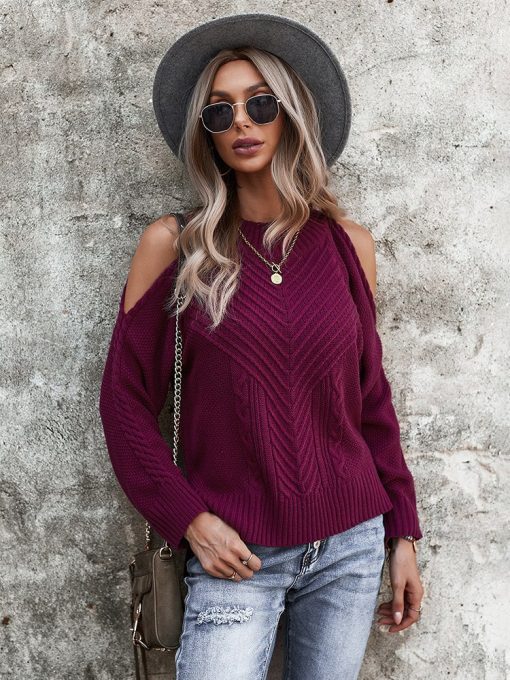 Autumn Winter Solid Color Off Shoulder Pullover SweatersTopsvariantimage5Autumn-Winter-Solid-Color-Off-Shoulder-Pullover-Sweater-Women-2022-New-Long-Sleeved-Thick-Stitch-Knitted
