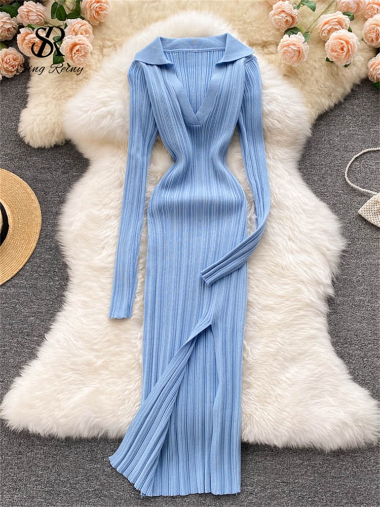 Women’s Knitted Pencil Long Dress – Miggon