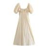 New Summer Puff Sleeve Solid Casual DressDressesSummer-Dress-For-Women-Clothing-2022-Ruffle-Trim-Square-Neck-Tie-Elegant-Vintage-Midi-Dress-Short.jpg_640x640