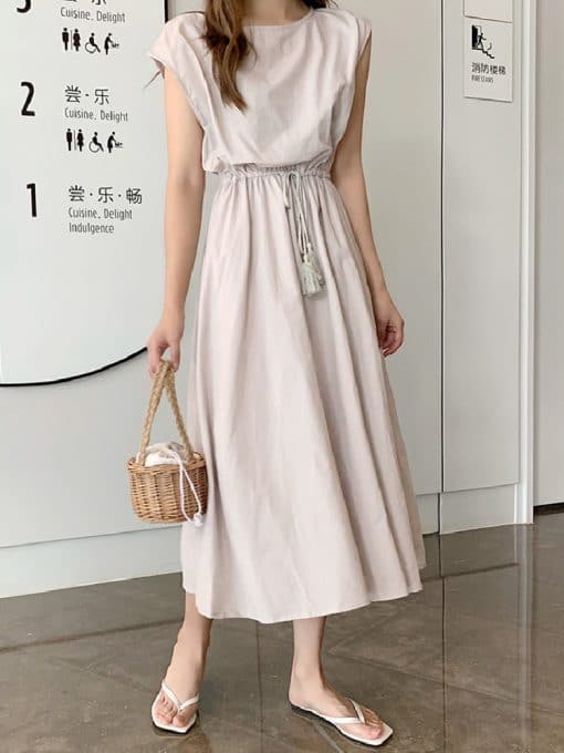 Korean Women’s Oversize Cotton Maxi Long DressDressesmainimage010-colors-S-2XL-Summer-Women-Dress-Maxi-Evening-Female-Vintage-Dress-Oversize-Short-Sleeve-Beach-1