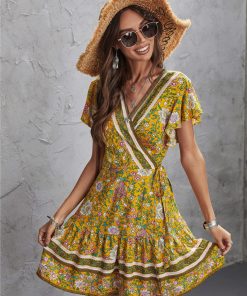 Casual V Neck Party Beach Mini Dress SundressDressesmainimage0Ladies-Vintage-Bohemian-Print-Short-Boho-Summer-Dress-Women-Casual-V-Neck-Party-Beach-Mini-Dress