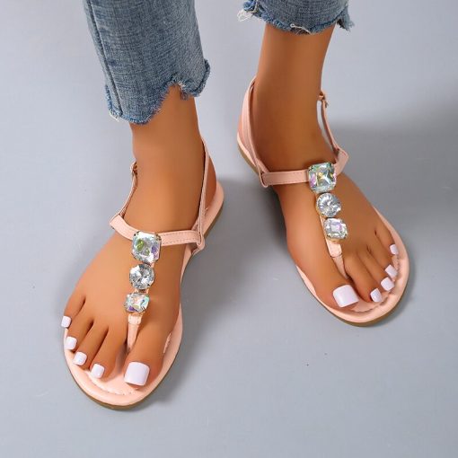 Luxury Crystal Clip Toe Flat SandalsSandalsmainimage0Luxury-Crystal-Clip-Toe-Flats-Sandals-Slingback-Women-Shoes-2022-Summer-Beach-Slippers-Fad-Party-Dress