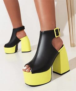 Women’s Bold Style High Heel PumpsSandalsmainimage0Platform-sandals-2022-High-Heels-Tacones-Mujer-platform-Black-Fashion-fish-mouth-buckle-Street-Shooting-Punk