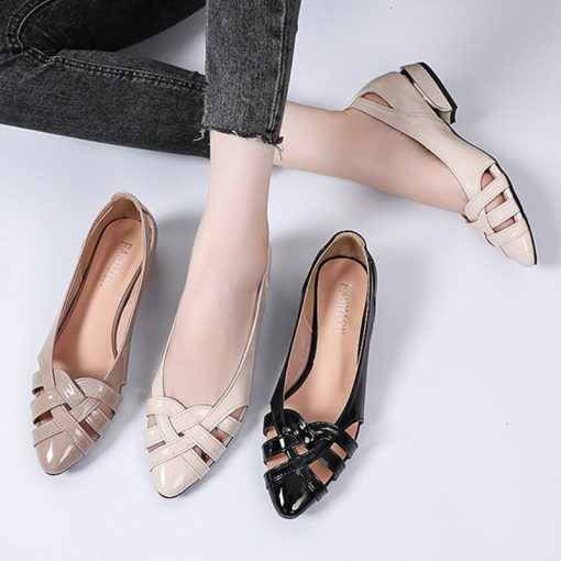 Women’s Pointed Toe Low Heel Comfortable LoafersFlatsmainimage0Plus-Size-35-42-Summer-Shoes-Women-Flats-Weave-Slip-on-Flat-Shoes-Cut-outs-Boat