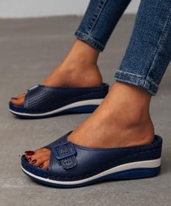 Women’s Summer Leather SlippersSandalsmainimage0Rimocy-Buckle-Wedges-Slippers-Women-Summer-Hollow-Out-Thick-Bottom-Beach-Shoes-Ladies-Plus-Size-43