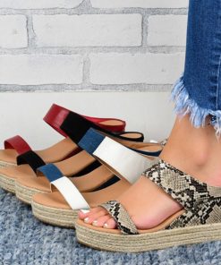 Women’s Wedge Breathable Summer Fashion SlippersSandalsmainimage0Snake-patterned-Wedges-Slippers-Women-Woven-Edge-Platform-Sandals-Ladies-2022-Summer-Plus-Size-43-Increase