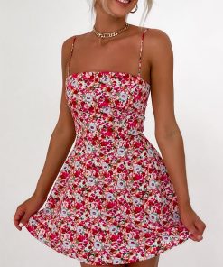 Sleeveless Spaghetti Strap Vacation SundressDressesmainimage0Women-Clothing-Dresses-2022-Sundress-Sleeveless-Spaghetti-Strap-Vacation-Beach-Mini-Dress-Vintage-Floral-Print-Summer
