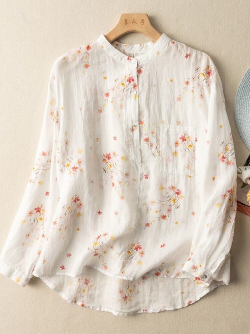 Women’s Vintage Style Floral Print Loose Cotton Linen Tops ShirtsTopsmainimage0Women-Long-Sleeve-Casual-Shirts-New-Arrival-2022-Spring-Vintage-Style-Floral-Print-Loose-Female-Cotton