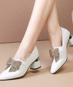 Women’s Patent Leather Bling Bow Pumps SandalsSandalsmainimage0Women-Patent-Leather-Dress-Shoes-High-Heels-White-Wedding-Shoes-Bridal-Bling-Bow-Pumps-Slip-on