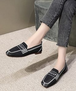 Women’S Round Toe Knitted Fabric Loafers Flat BalletsFlatsmainimage0Women-Round-Toe-Knitted-Fabric-Slip-On-Loafers-2021-New-Ballet-Flats-Breathable-Vulcanized-Shoes-Driving