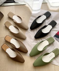 Women’s Candy Color Flat MulesSandalsmainimage0Women-Slipper-Candy-Color-Flats-Shoes-office-career-Casual-Shoes-Square-Toe-Mules-Footwear-Spring-SummerJelly
