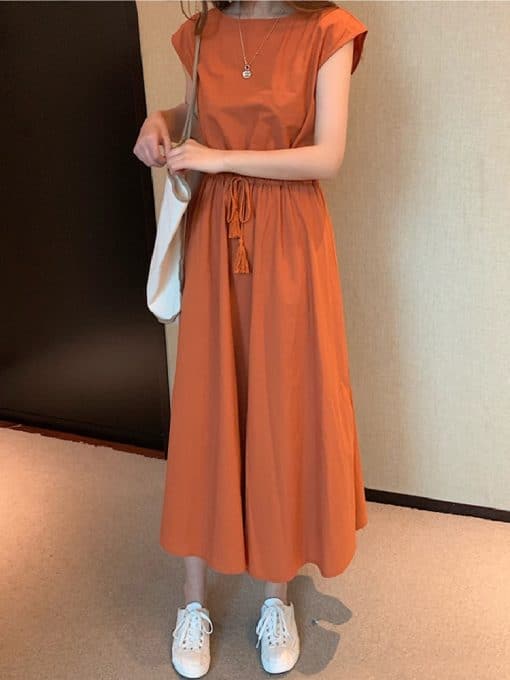 Korean Women’s Oversize Cotton Maxi Long DressDressesmainimage110-colors-S-2XL-Summer-Women-Dress-Maxi-Evening-Female-Vintage-Dress-Oversize-Short-Sleeve-Beach-1