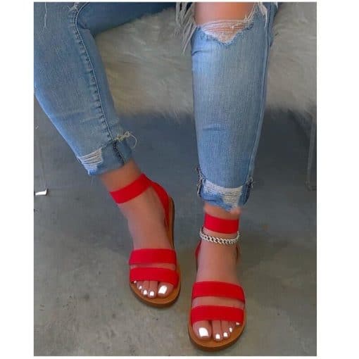 Summer New Women’s Flat SandalsSandalsmainimage12021-Summer-New-Women-s-Shoes-Flat-Sandals-Fashion-Open-Toe-Solid-Color-Font-Casual-Comfortable