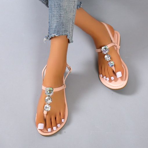 Luxury Crystal Clip Toe Flat SandalsSandalsmainimage1Luxury-Crystal-Clip-Toe-Flats-Sandals-Slingback-Women-Shoes-2022-Summer-Beach-Slippers-Fad-Party-Dress