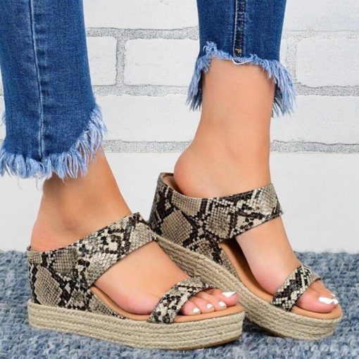 Women’s Wedge Breathable Summer Fashion SlippersSandalsmainimage1Snake-patterned-Wedges-Slippers-Women-Woven-Edge-Platform-Sandals-Ladies-2022-Summer-Plus-Size-43-Increase