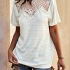 Summer Lace Patchwork T ShirtsTopsmainimage1Summer-Lace-Patchwork-T-Shirt-Tops-For-Women-2022-New-O-Neck-Short-Sleeve-Hollow-Out
