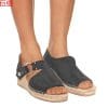Women’s Flock Korean Fashion SandalsSandalsmainimage1women-sandals-Flock-Buckle-Strap-5CM-Wedges-High-heels-Round-Toe-Shallow-women-shoes-sandalias-mujer