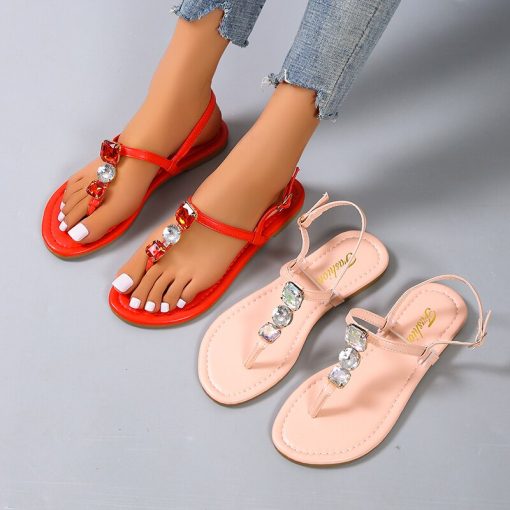 Luxury Crystal Clip Toe Flat SandalsSandalsmainimage2Luxury-Crystal-Clip-Toe-Flats-Sandals-Slingback-Women-Shoes-2022-Summer-Beach-Slippers-Fad-Party-Dress