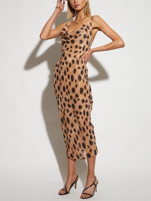 Sleeveless Leopard Print Stain Midi DressDressesmainimage2Summer-Dresses-For-Women-2022-Cowl-Neck-Sleeveless-Leopard-Print-Stain-Midi-Dress-Spaghetti-Strap-Sexy
