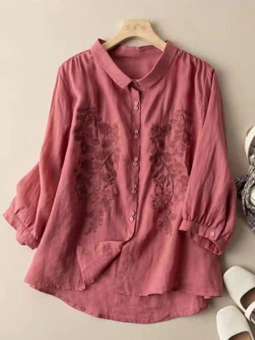 Women’s Cotton Linen Casual ShirtsTopsmainimage2Women-Cotton-Linen-Casual-Shirts-New-Arrival-2022-Summer-Vintage-Floral-Embroidery-Loose-Comfortable-Female-Tops