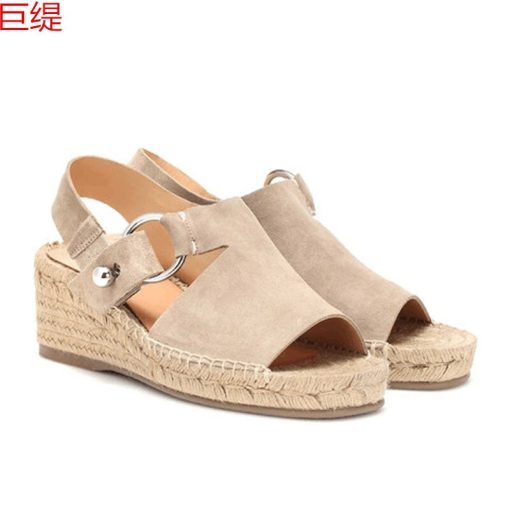 Women’s Flock Korean Fashion SandalsSandalsmainimage3women-sandals-Flock-Buckle-Strap-5CM-Wedges-High-heels-Round-Toe-Shallow-women-shoes-sandalias-mujer
