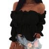 Sexy Off Shoulder Chiffon BlousesTopsvariantimage0Chiffon-Blouses-Womens-Sexy-Off-Shoulder-Long-Puff-Sleeve-Short-Tops-Loose-Casual-Blouse-Lady-Sexy