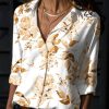 Women’s Elegant Turn-down Collar BlousesTopsvariantimage0Women-Elegant-Blouses-And-Tops-Print-Fashion-Turn-down-Collar-Long-Sleeve-Office-Woek-Lady-Shirts
