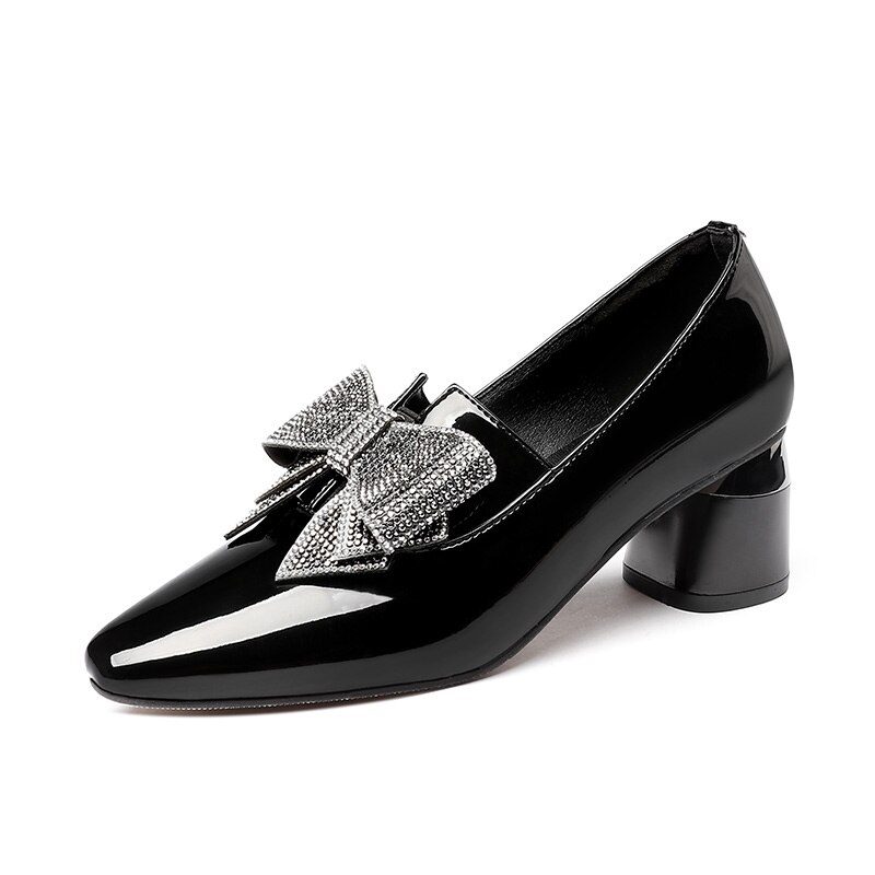 Women’s Patent Leather Bling Bow Pumps Sandals – Miggon