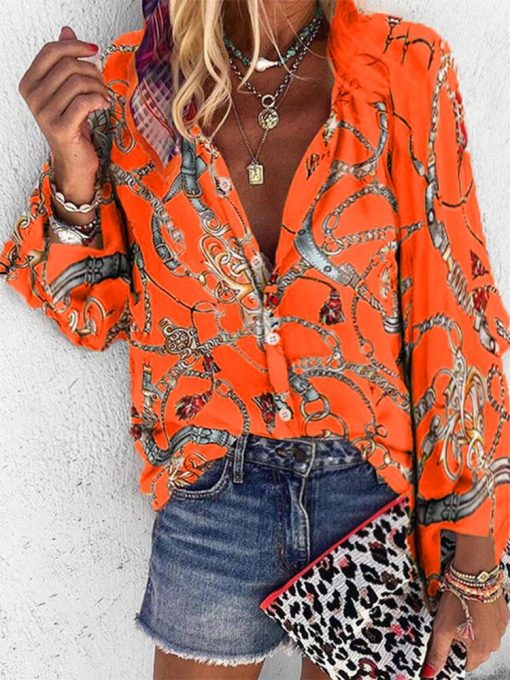 Women’s Stunning Floral Tops BlousesTopsvariantimage12022-New-Design-Women-Blouse-V-neck-Long-Sleeve-Chains-Print-Loose-Casual-Office-Shirts-Womens